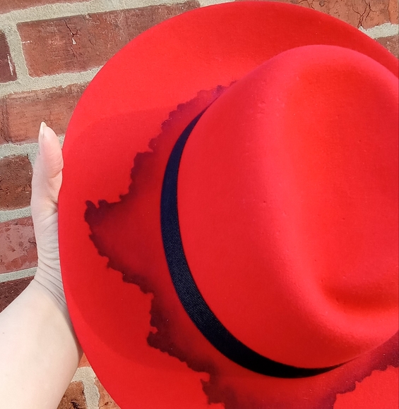 RARE NEW Maison Michel Red/Black Fedora hat size Large Unisex - Picture 10 of 15